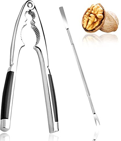 sinzau Casse Noisette en Métal Aiguille de Noyer 2, Alliage de Zinc Pince Casse Noix Manuel Antidérapant Décapsuleur avec Poignées en Caoutchouc