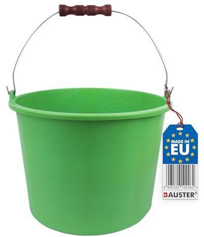 BAUSTER® Seau Avec Arceau en Métal - 20 L - en Plastique - Avec Anse - Pour Récolte, Nettoyage, Ciment - Idéal Pour le Jardin, le Chantier