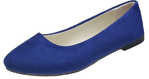 Women's Ballet Flats Pumps Ballerina Elastic Low Wedge Sandals Round Toe Comfy Dolly Shoes Slip On Work Office Ladies Shoes Blue