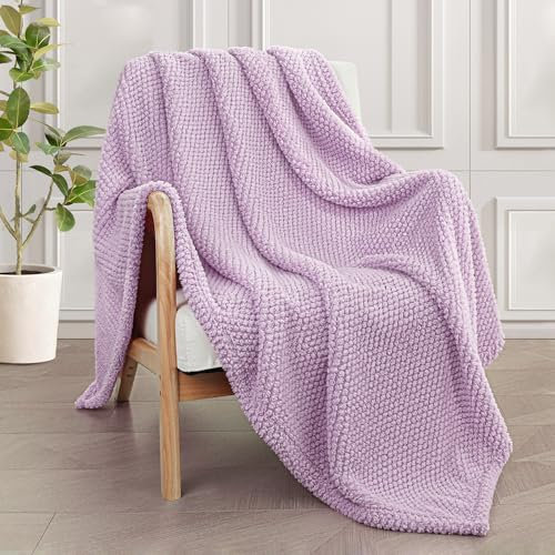 Whale Flotilla Large Fuzzy Fleece Throw Blanket for Sofa, 130x180 CM Fluffy Warm Soft Jacquard Blankets for All Season, Lightweight and Cozy, Lilac