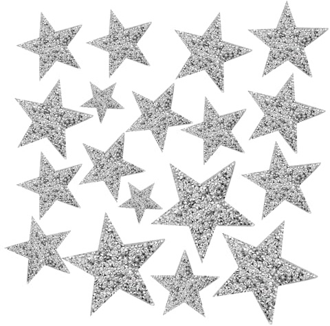 GUOYOU 18 Pezzi Toppe Termoadesive a Forma di Stella 3 Dimensioni Toppa Termoadesiva per Tessuti Fai Da Te Toppe Adesive con Strass Ricamate per Tessuti Giacca Magliette Cappello Pantaloni