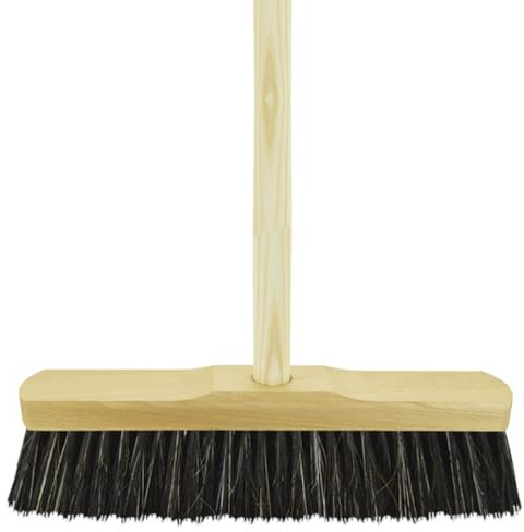 Indoor Broom Soft Bristle Sweeping Brush - Ideal Kitchen Broom for Laminate, Vinyl, Wooden Floors - Flexible Nylon & Natural Bristles, 120cm Wooden Handle - Perfect for Fine Dust & Crumbs (35cm / 14”)