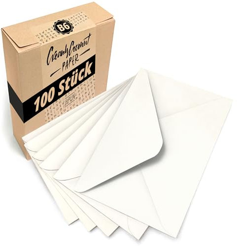 Japun – Briefumschläge (100 Stück) aus Papier, Kuvert, Umschlag ohne Fenster - DIN B6-175 x 125 mm - weiß