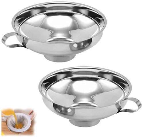 Tkxjry 2 Pezzi Imbuti Per Marmellata in Acciaio Inox, Imbuto Per Conserve in Acciaio Inox, Imbuto Di Riempimento Con Manico, Imbuto Per Barattoli, Per Travasare Spezie, Polvere, Fagioli, Marmellata