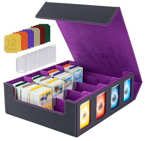 Tolesum Box Porta Mazzo per Carte MTG Capacità di 2400+ Carte con 12 Divisori & 8 Supporti per Carte, Magnetic Flip Deck Box per le Carte di Magic Commander TCG (Lila)