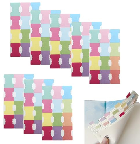 Lot de 8 feuilles de marqueurs adhésifs, 96 onglets d'index autocollants, onglets mensuels pastel, onglets adhésifs pour notes adhésives, marquage et mise en évidence des pages, 12 couleurs