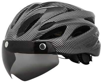 Oshhni Fahrradhelm, Rennradhelm mit abnehmbarem Visier, für Herren und Damen, Biker, atmungsaktiv, Outdoor-Fahrradausrüstung, Sporthelm, Kohlefaser Schwarz