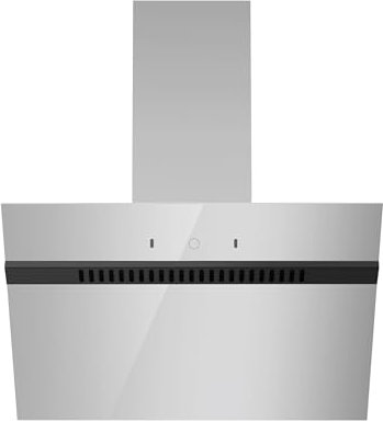 FIREGAS Hotte aspirante inclinée 60 cm, classe A+++, débit d'air 684 m³/h, hotte de cuisine 9 vitesses, commande tactile et gestuelle, hotte murale évacuation ou recyclage, gris