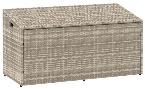 Gecheer Scatola portaoggetti da giardino grigio chiaro, 110 x 50 x 58 cm, in rattan, scatola portaoggetti per esterni, organizer per attrezzi da giardino, cassapanca per cuscini, balcone, piscina e