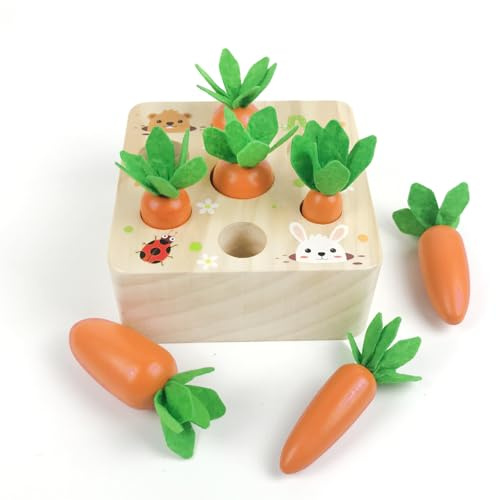 Juguete de madera para motricidad desde 1 año, juego de clasificación Montessori, rompecabezas de zanahorias, para niños y niñas de 12 meses