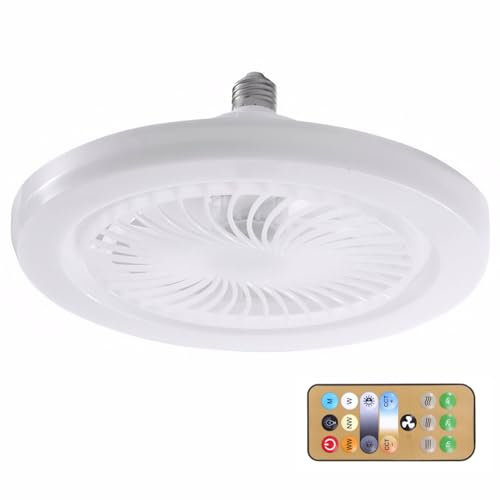 DAGLLGEW Luci del ventilatore a soffitto 3 velocità ＆ 3 colori chiari 10 '' Luci a soffitto telecomandata con luce silenziosa con ventola con timer e27 lampadina LED ridotto per la camera da letto FA