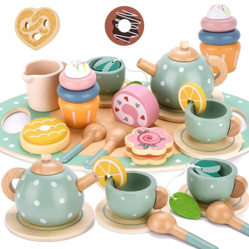 BBWELL Juego de té Infantil,Juguete de té Niñas,Tetera y Tazas Juguete,Accesorios de Juego de Comida para Niñas de 3 4 5 6 Años en la Fiesta de tés de la Tarde y el Juegos de rol de Picnic