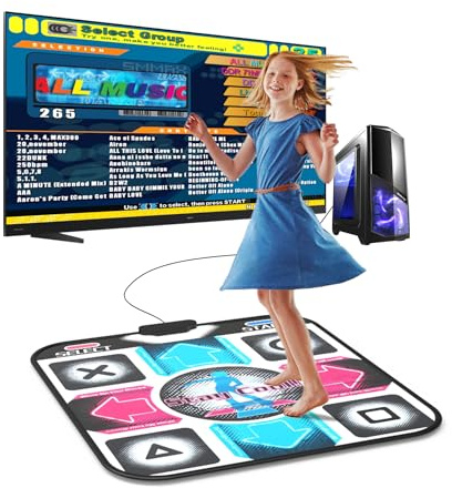 BEBAPOW USB Dance Mat for PC/Computer, Upgraded Dance Pad for Home Entertainment & Exercise, Dancing Game Installer Included, Only Compatible with Windows System (Pattern-A)