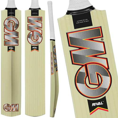 GM Rival Cricketschläger aus Kaschmir-Weide, Kontrollgriff, volle Größe, geeignet für Spieler ab 175 cm, Anfänger Junior Gunn & Moore