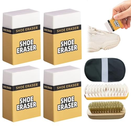 4 Pezzi Gomma per Cancellare Sporco in Pelle Scamosciata Adatti per Scarpe, Borse e Decorazione Interna con Spazzola per Scarpe e Guanti
