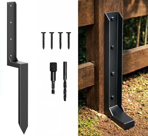 INCOSYP Fence Post Repair Kit Heavy Duty – Steel Fence Post Anchor for Leaning or Broken Posts, Ground Stake Stabilizer Support with Screws & Tool, 33 Inch (Pack of 1/2 / 4)