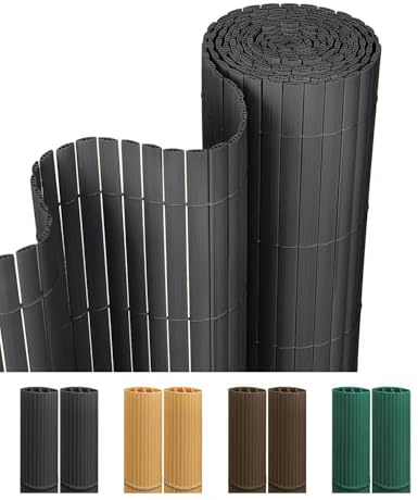paramondo PVC Sichtschutzmatte Sichtschutzzaun 60 x 500 cm Dreifache Verstärkung für Garten Terrasse, Privatsphäre Balkon Sichtschutz Zaun Windschutz Wetterfest mit Strukturierte Oberfläche, Anthrazit