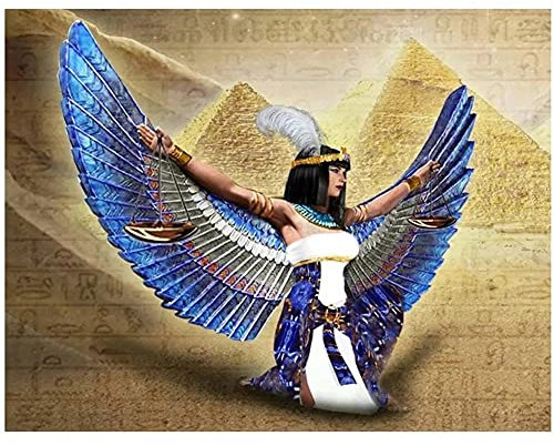 DIY 5D Diamant Malerei Voll Set Erwachsene/Kinder Malen nach Zahlen Ägyptischer Frauenengel Diamond Painting Bilder Stickerei Kreuzstich Mosaik Gemälde Handwerk Home Wall Décor Round drill,30x40cm
