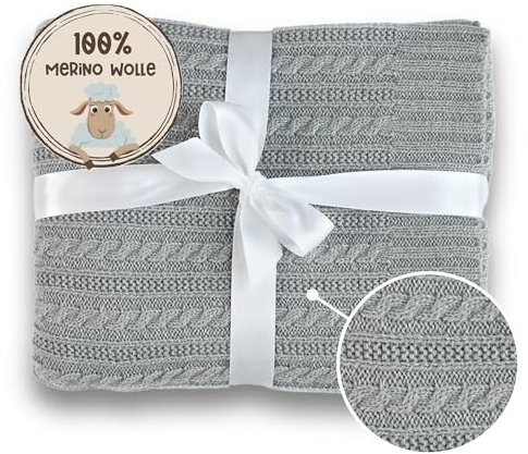 MIRARI Kids Krabbeldecke für Baby aus 100% Merino Wolle - Merino Decke 75 x 100cm - Baby Decke Neugeborenen - Baby Decke für Kinderwagen - Kinder Decke - Babydecke Junge- Wolldecke