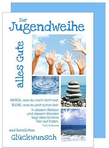 Edition Seidel exklusive Premium Karte zur Jugendweihe mit Umschlag. Glückwunschkarte Grusskarte Jugendweihe einzelne eine Karte Junge Mädchen Karte (JW117 SW022)