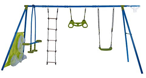 Sandora 40045 4er Kinder Schaukelgestell mit 6 Funktionen XNS009 | Schaukel mit Gestell | Kinderschaukel für Garten