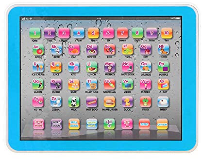 Baby Tablet, 123 Numbers ABC Music Words Shapes Educational Preschool Toy, Early Development Electronic Activity Game, Color Baby Tablet Toy for 6-18 Month Old Boys & Girls (Blue)