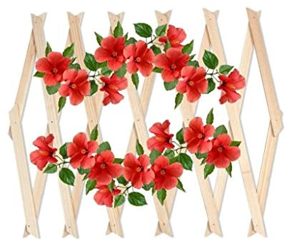 ADEPTNA Premium Expanding Garden Wooden Trellis – Easy Installation Outdoor Fence Décor Screening Patio Support For Growing Climbing Plants Flowers Lattices (180cm x 30cm, Natural)