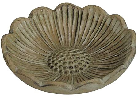 Blütenförmige Dekoschale aus Beton in grau als Gartendeko oder Futterschale D 20,5cm