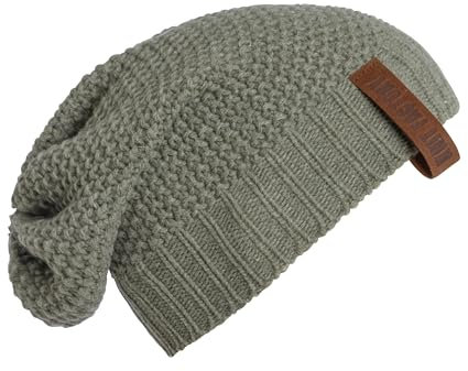 KNIT FACTORY - Coco Mütze - Strickmütze für Damen und Herren - Slouch Beanie - Wintermütze mit Wolle - Hochwertige Qualität - Urban Green