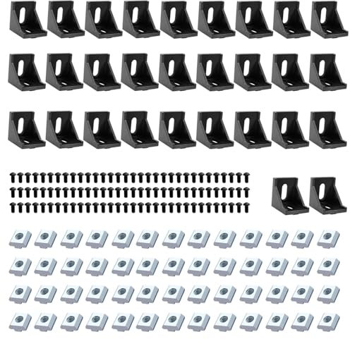 iMetrx 26Stück Befestigungsmaterial Winkel,Aluprofil 4040 Nut 6 Aluminium Winkelverbinder Eckwinkel Eckverbinder Wandhalter 90 Grad Winkel Raster für Strebenprofil,3D-Drucker,CNC-Router,DIY-Projekte