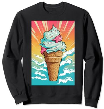 Gaufrier glacé cornet de glace glace pop art vintage rétro glacé café glacé Sweatshirt