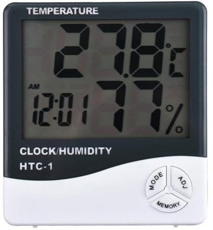 SQUADO - Orologio/Sveglia Multifunzione, Misuratore di Temperatura e Umidità Sveglia per Comodino Termometro da muro