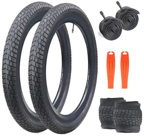 ZUKKA Juego de 2 neumáticos de bicicleta plegables para niños de 20 x 2.125 y 2 unidades de tubo de 20 pulgadas, válvula AV48 mm, compatible con neumáticos de bicicleta de 20 x 2,125 mm y tubo