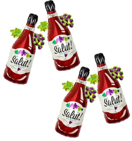 4PCS Wine Bottle Balloons Foil Aluminum Champagne Balloon Birthday Party Decorations Bridal Shower Bachelorette Party Engagement Wedding Party Supplies for Woman Man