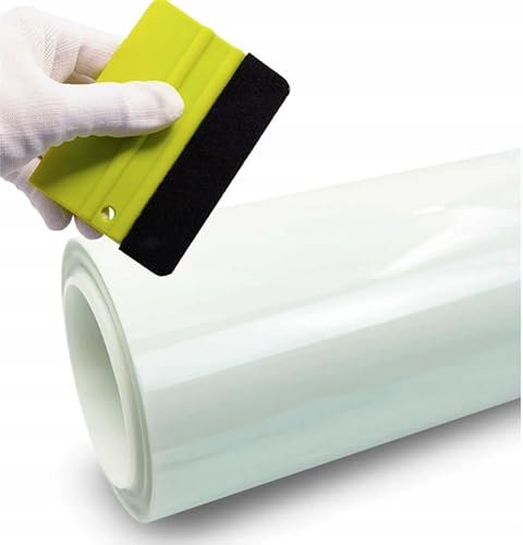 Solar Systems Film de Protection de Peinture Universel Transparent avec raclette - Film de Protection pour Voiture avec revêtement hydrophobe et Fonction d'auto-guérison - Film Autocollant PPF -