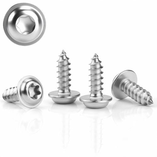 80 Stück Blechschrauben Edelstahl M4x10mm Linsenkopfschrauben Holz Tellerkopfschrauben Holzschrauben Flachkopf mit Scheibe 304 Rostfrei Selbstschneidende Torx A2 V2A Schrauben Vollgewinde(Silber)