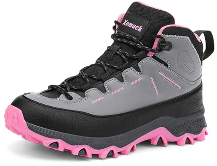 Xemuck Chaussures de Randonnée pour Enfant Garçon Chaussures de Trekking pour Fille Antidérapant Montagne Chaussures de Sport Confortables Quatre Saisons EU 30-39