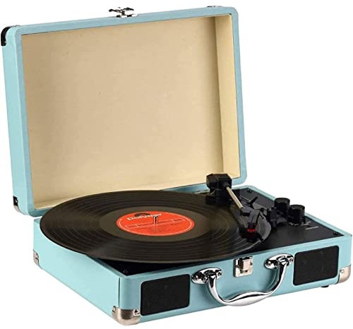 WDWDW Giradischi in Vinile Grammofono Giradischi Bluetooth Giradischi a Valigia Vintage a 3 velocità con Altoparlanti Stereo Giradischi nostalgico Portatile a Cinghia Registrazione USB