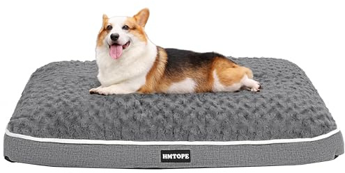 HMTOPE Cama ortopédica para perros con diseño de dos pisos, cojín lavable para perros, cesta extraíble, 90 cm, para perros pequeños y medianos, gris medio