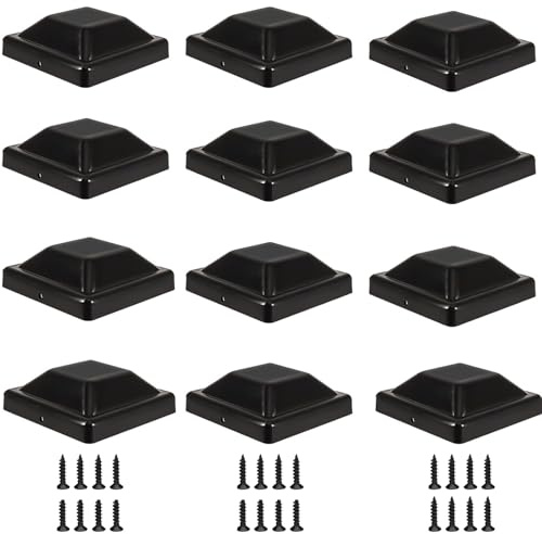 Begonia 12 tapas de postes de 9 x 9 cm, tapas de plástico con 24 tornillos cuadrados, tapas de protección para postes de madera, postes de madera, postes de madera, postes de terraza, cubierta