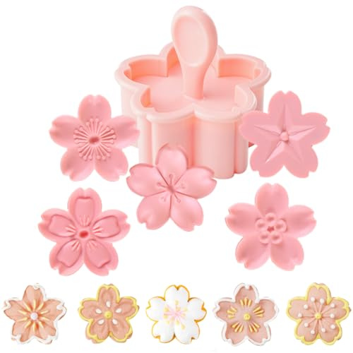 5 stilar kakform stämplar körsbärsblomsstämpel blomform handtryck bakverk verktyg fondant skärare set för bakning