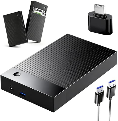 Hårddiskar dockningsstation USB 3.0 SATA HDD/SSD, extern hårddisk, adapter för 2,5 och 3,5 tum, hårddiskhölje 3,5 med UASP, 16 TB, snabb och verktygsfri