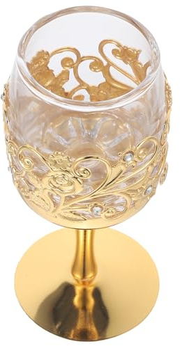 Uonlytech Copa de Licor Vintage de Metal y Dorado Vaso para Whisky y Cócteles Copa de Vino Compacta para Fiestas y Uso el Hogar