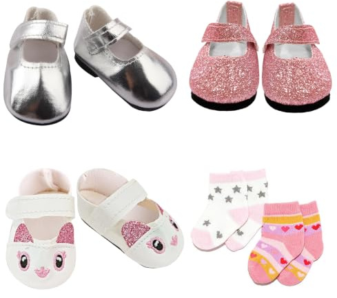 Lot de 4 paires de chaussures de poupée - Accessoires de poupée - Cadeau pour fille