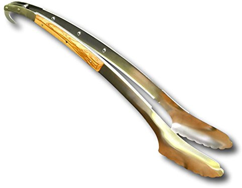 DUE BUOI Pinza da BBQ in Acciaio Inox - Manico in OLIVO