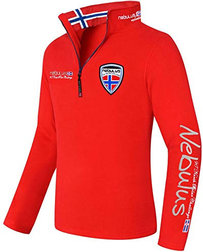 Nebulus Herren Pullover SKANDINAVIA, Warmer Fleecepullover, Pulli aus Fleece mit Half Zip Reißverschluss, rot - L