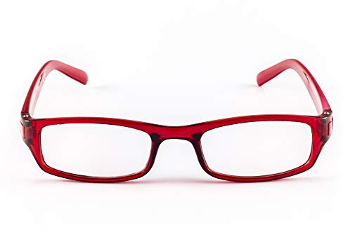 Contacta, Africa, Occhiali da Lettura Uomo e Donna, Pratici per Ogni Viso, Montatura Semitrasparente e Aste Lucide, Diottrie +2,00, Colore Rosso, Confezione con Astuccio Portaocchiali, 17g
