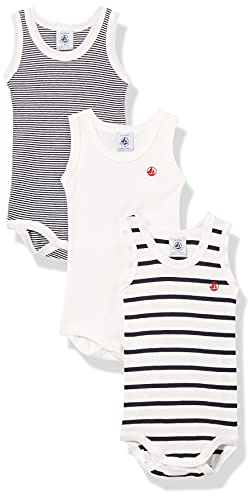 Petit Bateau A02EI, Body senza maniche (Pacco da 3) Unisex - Bimbi 0-24, Variante 1, 3 anni