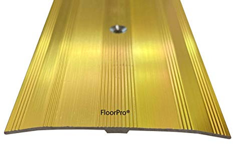 61mm Wide Carpet Metal Cover Trim Door Bar Threshold - Transition Threshold Strip - Metal Plate Covers Flooring Gaps - Gold Colour