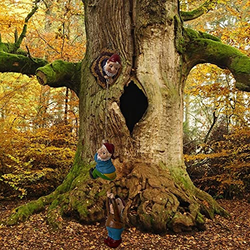 Walaka Décoration de Jardin - Gnomes Grimpants Intérieur et Extérieur - Statue d'Art pour Arbre (A)